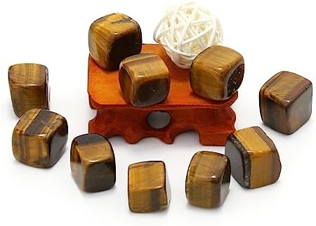 Square Tumbled Polished Natural Tigers Eye Crystal, Crystals and Healing Stones Quartz Bulk for Wicca, Reiki, Healing Energy, Chakra Stones, Witchcraft Supplies(10Pcs)