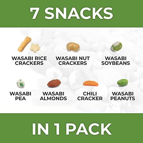 Oregon Farm Fresh Snacks Wasabi Peas & Rice Crackers Mix - Locally Sourced and Freshly Made Asian Snacks with Wasabi Almonds, Peanuts, Soybeans & Nut Crackers (32 oz)