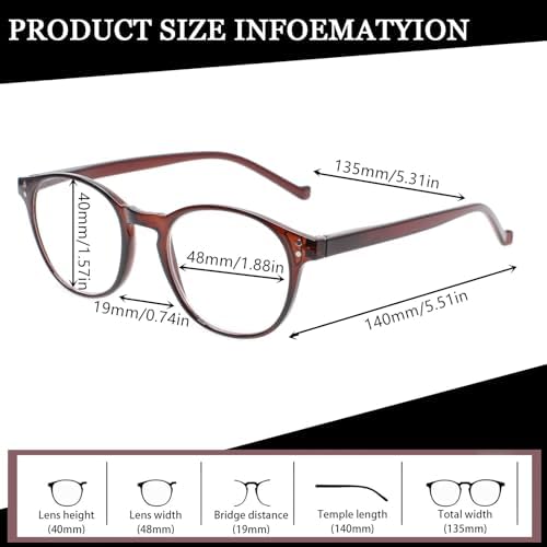 NORPERWIS 5 Pairs Reading Glasses - Standard Fit Spring Hinge Readers Glasses for Men and Women (5 Pack Brown-2, 1.50)