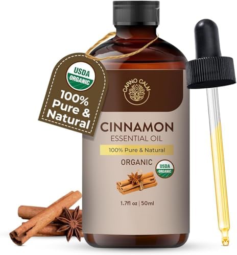 Cinnamon Essential Oil | USDA Certified Organic Cinnamon Oil | Perfect for Aromatherapy and Diffuser | 1.7 fl.oz