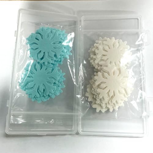 50Pcs Edible Cake Cupcake Toppers Snowflakes Wafer Paper Sprinkles for Christmas Winter Holiday（Blue&White）
