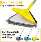 JEHONN Triangle Wall Mop Replacement Heads, 2 PCS Chenille Pads & 2 PCS Microfiber Pads for Wet and Dry Use