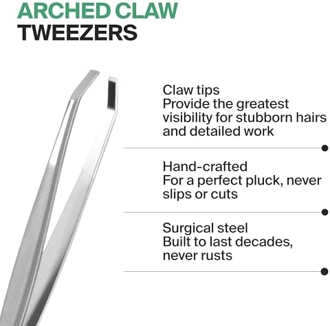 GERMANIKURE Professional Arched Claw Tweezers in Leather Case- FINOX Stainless Steel Sharp - Ethically Made in Solingen, Germany - 4408