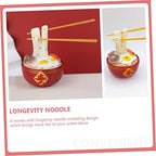 Zerodeko Chinese Style Longevity Noodle Cake Decor for Elder Birthday Celebration Ornament for Cake Topper Tabletop and Balcony Decoration and Space Saving Design