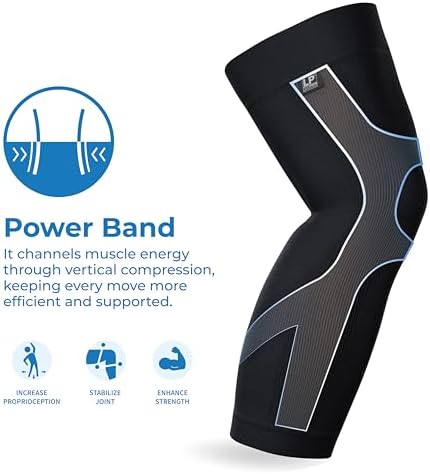 LP 272Z Leg Compression Sleeve for Knee, Thigh, and Calf Support - For Men, Women, and Youth - Ideal for Running, Arthritis, Basketball, Daily activities (Black, 1pcs)
