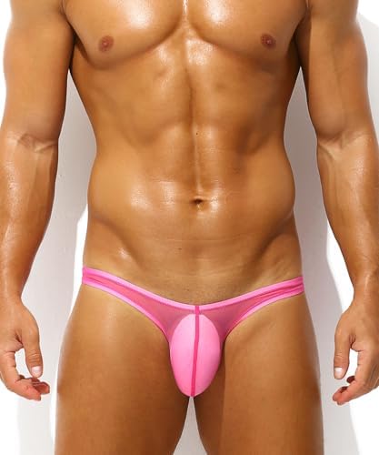 Men's Sexy Low Rise Briefs See-through Ice Silk Bikini Soft Sheer Bulge Pouch Underwear