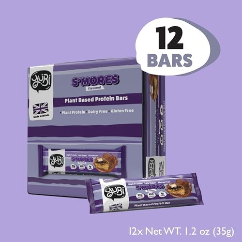 YuBi Bars - S'Mores Protein Bars - 100 Calories, 10g of Protein, 1g of Sugar, Low Carb, Palm Oil Free/Non-GMO, Gluten Free, Dairy Free, Healthy Snack, Non-GMO - 14.8oz (12 Pack, S'Mores)
