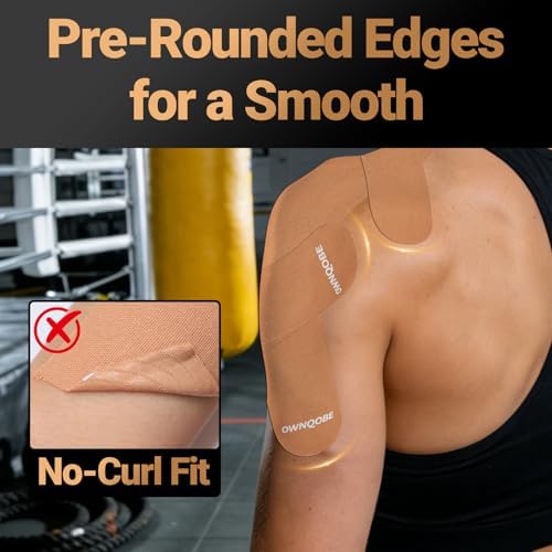 Kinesiology Tape Precut (2 Rolls, 40 Strips) –Waterproof, Latex-Free Hypoallergenic Athletic Tape for Muscle & Joint Support –Breathable Elastic Sports Tape for Recovery & Shoulder Pain Beige