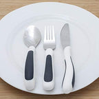 NRS Healthcare M80270 Kura Care Adult Cutlery Set, Easy Grip Set, Black & White