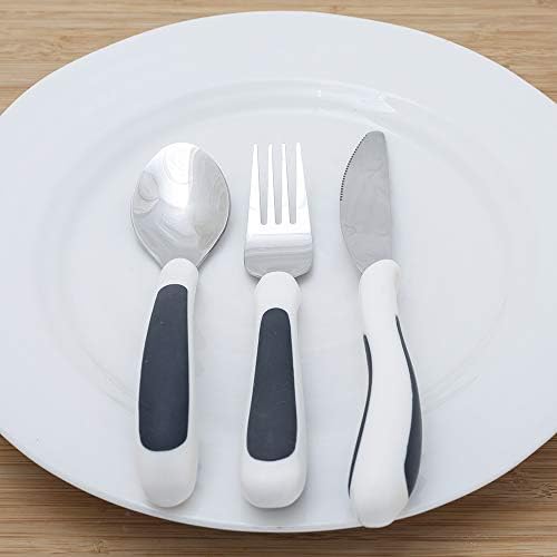 NRS Healthcare M80270 Kura Care Adult Cutlery Set, Easy Grip Set, Black & White