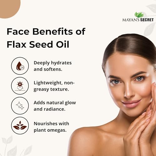 Mayan's Secret USDA Certified Virgin Organic Flax Seed Oil, Unrefined Virgin, Cold Pressed, Linum Usitatissimum, 4 OZ - For Skin