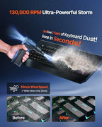 Compressed Air Duster, 130,000RPM Ultra-Powerful Cordless Electric Air Duster with 8000mAh Rechargeable Battery, 4-Gear Adjustable Air Blower for Keyboard, Computer, Car, Home Cleaning