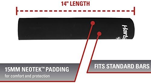 Harbinger NeoTek Foam Core Bar Pad, Standard 14" & Olympic 16" for Squats, Lunges, Hip Thrusts, Weightlifting