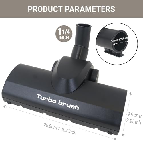 EZ SPARES Brush Head Replacement for Universal Vacuum,Turbo Floor Brush Head 1 1/4" 32mm,Longer Wiper Hardwood Flooring Big Wheel Cleaner Brush