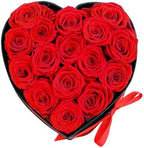Preserved Roses Heart Shape Box Valentines Day Gifts for Her Mothers Day Forever Flowers (Red, 16 Roses)