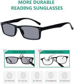 Eyekepper Spring Hinge 5-pack Retro Style Reading Glasses Sunshine Readers Grey Lens