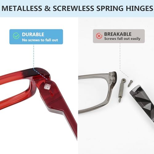 Eyekepper Metalless Screwless Spring Hinges Reading Glasses 6 Pack Vintage Readers for Men Women +2.75
