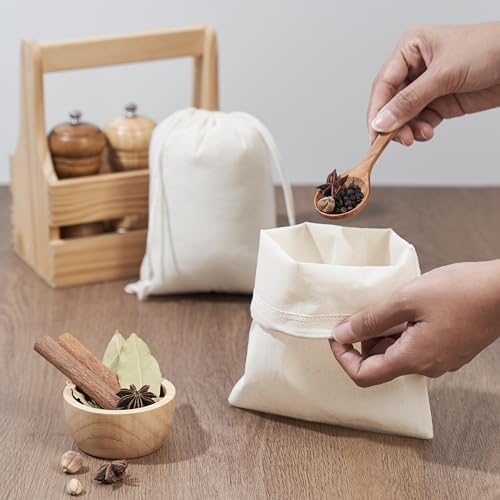PALTERWEAR 100% Cotton Drawstring Bags 10‑Pack 6x8 Lightweight 70 GSM Muslin Pouch Set | Reusable Gift, Craft, Pantry, Travel Storage | Double Drawstring (Natural Beige, 6 x 8 Inches)