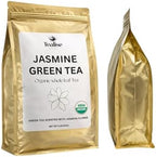 Organic Jasmine Green Tea Loose Leaf Whole Leaf, USDA Organic Smooth Floral Aroma Antioxidant Rich Green Tea 1 lb (456g) About 228 Servings by Tealise