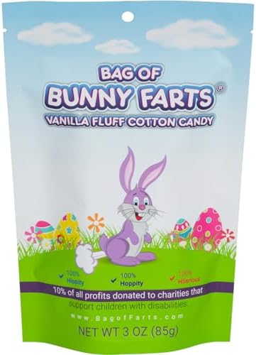 Bag of Bunny Farts Vanilla Cotton Candy Funny Easter Basket Stuffer for All Ages Unique Birthday for Friends, Mom, Dad, Girl, Boy Gag Gift, 3 ounces / 1 pack