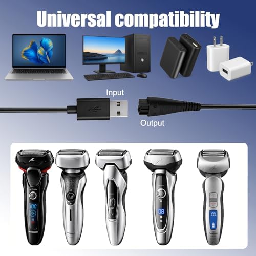 Replacement USB Charger for Panasonic Electric Shaver Arc3 Arc4 Arc5 Arc6 – 4.8V 1.25A Power Cord Compatible with ES-RT30 ES-LV50 RE7-87 ES-RT31 ES-RT33 and More,Electric Razor Power Cord,(Brush)