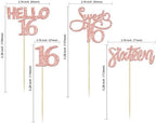 Gyufise 24 Pack 16th Birthday Cupcake Toppers Sweet 16 Cake Toppers Hello 16 Sixteen Cupcake Picks for 16th Birthday Cake Decorations Supplies Rose Gold