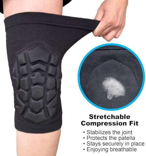 Knee Pads for Men & Women, Wrestling Kneepads for Volleyball, Basketball, Football - Elastic Compression Knee Sleeves for Soft Knee Support & Protection for Dancing, Biking, Fitness, Muay Thai, Black M
