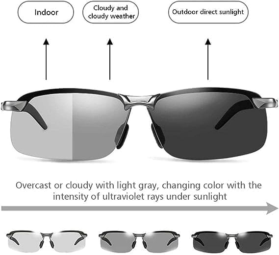 Gray Polarized Photochromic Sunglasses UV400 Sports Sunglasses Day and Night Driving Glasses Ultra-Light Sun Glasses Eyewear for Women's Cycling Glasses and Goggles Sports