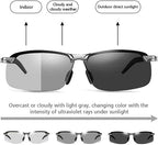 Gray Polarized Photochromic Sunglasses UV400 Sports Sunglasses Day and Night Driving Glasses Ultra-Light Sun Glasses Eyewear for Women's Cycling Glasses and Goggles Sports