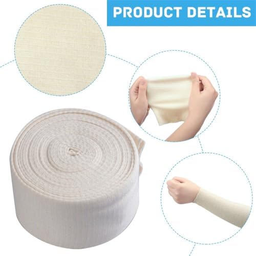 Elasticated Tubular Bandage 2.5’’ x 5.46yd Cotton Stockinette Tubing Stretch Compression Support Bandages for Large Arm Knees Legs