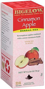 Bigelow Cinnamon Apple Herbal Tea Bags 28-Count Box (Pack of 1) Cinnamon Apple Hibiscus Flavored Herbal Tea Bags All Natural Non-GMO