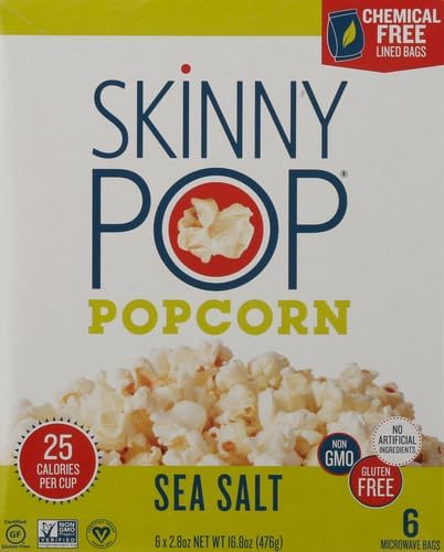 Skinny Pop Sea Salt Microwave Popcorn, 16.8 OZ (Pack of 2)