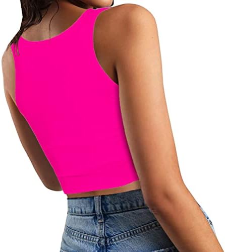 Women’s Sexy Sleeveless Crop Tops Double Layer Scoop Neck Cropped Tank Top
