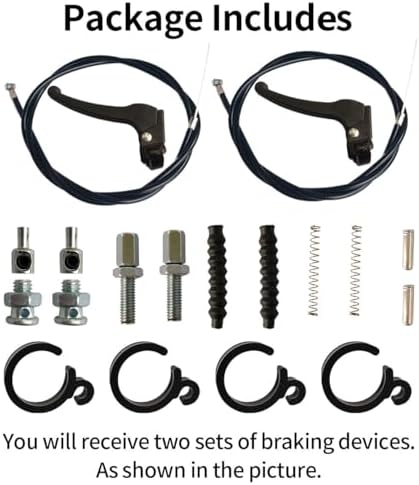 2 Set Brake Handle with 54'' Cable，Adjustable Wheel Lock Brakes，Replacement for 4-Wheel Folding Rollator/Rolling Walker/Wheelchair/Mobility Knee Walkers