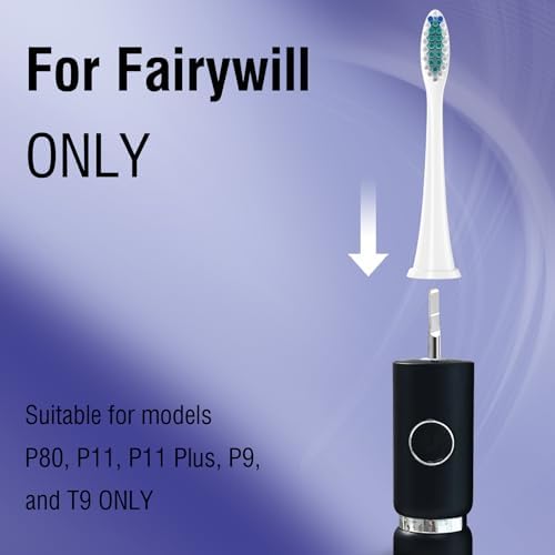 Toothbrush Replacement Head Fits Fairywill P11 Electric Toothbrushes, 8Pcs, White, Only Compatible with Fairywill Model P 11 P80 P9 and T9