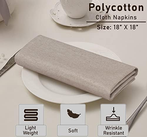 Ruvanti Cloth Napkins Set of 12, 18x18 Reusable Napkins Cloth Washable, Soft & Durable Table Napkin, Poly Cotton Fabric Dinner Napkins for Parties, Christmas, Thanksgiving, Weddings - Thunder