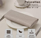 Ruvanti Cloth Napkins Set of 12, 18x18 Reusable Napkins Cloth Washable, Soft & Durable Table Napkin, Poly Cotton Fabric Dinner Napkins for Parties, Christmas, Thanksgiving, Weddings - Thunder
