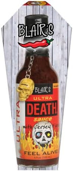 Blair's Ultra Death Sauce 5 Oz - Habanero, Jolokia, Scorpion Peppers - 900x Hotter Than a Jalapeno! - Comes with Skull Key Chain