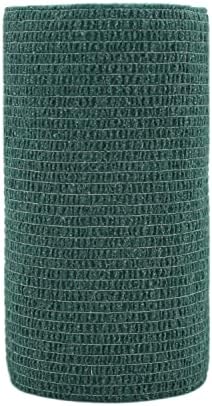 4 Inch x 6 Pack Vet Wrap Adhesive Bandages - 5 Yards Self Adherent Cohesive Wrap - Non Woven Sports Medical Athletic Bandage for Ankle, Wrist, Sprains Dark Green