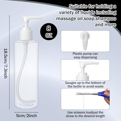 3 Set Adjustable Single Massage Bottle Holster Includes 3 Black Neoprene Massage Holster Belts with 8 oz Refillable Pump Dispenser Bottles for Lotion and Oil