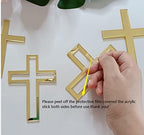 16pcs of Acrylic Cross Cake Topper, Cross Cake Charm for Baptism, Christening, Holy Communion Cake (4'', Gold Mirror)