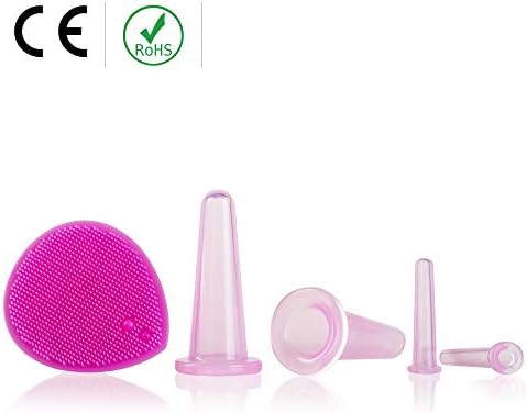 Cupping Therapy Sets - Face Cupping Set - Double Chin Reducer - Facial Cupping System - Silicone Massage Cups - Cupping for Cellulite Kit - Ideal to Shape Your Cheeks and Chin - by Sandine (Pink)