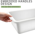 2 Pack Plastic Dish Pans, 12 Quarts White Rectangle Dishpan Basins, Large Capacity Wash Basin Tub with Handles for Kitchen Sink, Bathroom Washing, Soaking and Storage Supplies