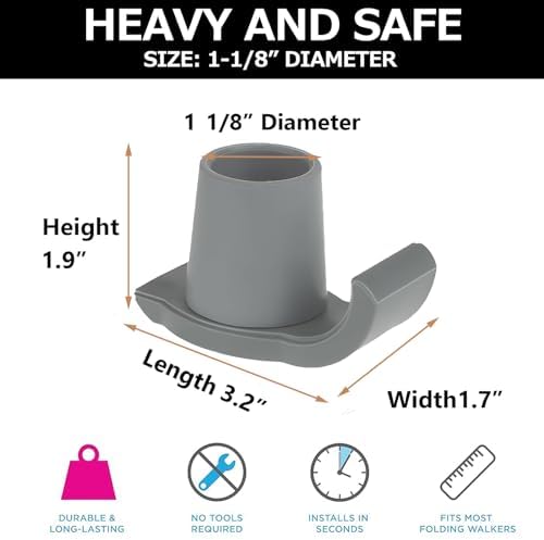 Magicorange Walker Glide Skis, 2 Pcs Universal Fit Walker ski Glides,Easy to Use Rubber Walker Glides,Walker Feet Replacement (Grey)