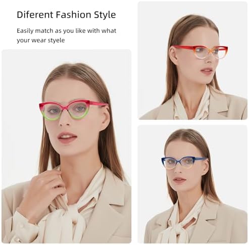Cat Eye Reading Glasses for Women-Blue Light Reading Glasses for Women Readers with Flexible Spring Hinges, Anti-Glare Readers 1.25+