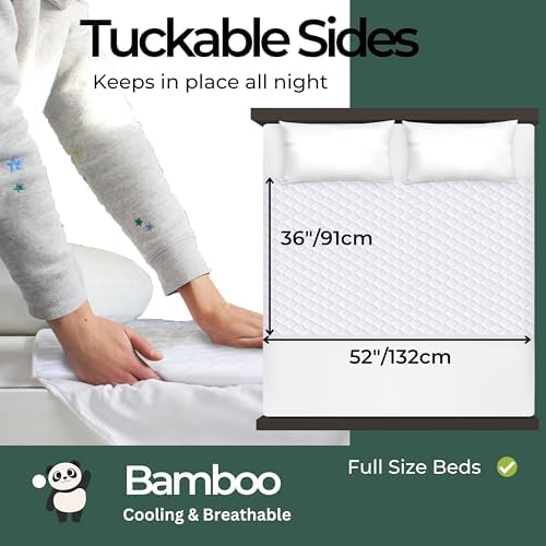 Hygge Sheets®️ Organic Washable Incontinence Bed Pads - 2 Pack - 100% Waterproof Reusable Mattress Protector Underpads - Rayon derived from Bamboo - Full Size Bed