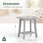Waterproof Shower Benches for Inside Shower, Poly Lumber Shower Stool with Storage Shelf & Adjustable Feet, SPA Bathroom Seat Chair for Shaving Legs, Indoor or Outdoor Use, Grey