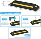 RELIANCER 2PCS Rubber Parking Guide Tire Blocks,Garage Wheel Stoppers Blocks w/Reflective Stripes,Park Assist Rubber Curb Guide,Parking Lot Tire Stops,Car Park Wheel Chocks for Truck RV Trailer SUV
