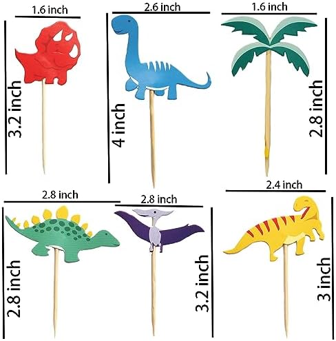 Dinosaur Cupcake Toppers,24 PCS Dino Cupcake Toppers,Dinosaur Cake Topper,Dino Cake Topper,Dinosaur Cake Decorations