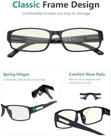 Eyekepper 3 Pack Blue Light Filter Glasses Men - Computer Screen Eyeglasses Blocking Digital Glare